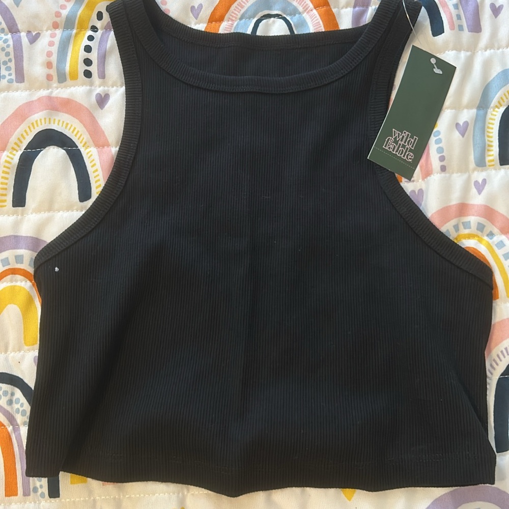 Wild Fable Black Sleeveless Crop Tank Top